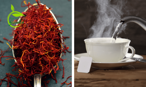 Uống nhụy hoa nghệ tây Saffron pha cùng với nước nóng 